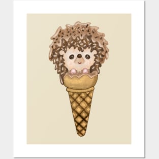 funny ice cream hedgehog Posters and Art